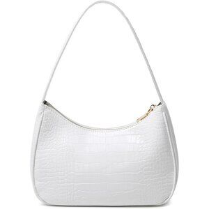 Women’s White 2 Cute Hobo Tote Handbag Mini Clutch Purse with Zipper Closure